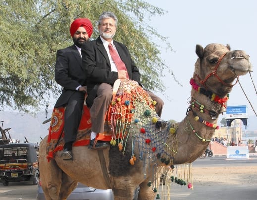 Balraj Deol & Jagdish Grewal enjoying Camel riding near Jal Mahel Jaipur Rajsthan