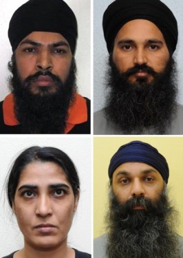 (Clockwise from top left) Mandeep Singh Sandhu, 34, Dilbag Singh, 37, Barjinder Singh Sangha, 33 and Harjit Kaur, 39. Picture: Metropolitan Police/PA Wire