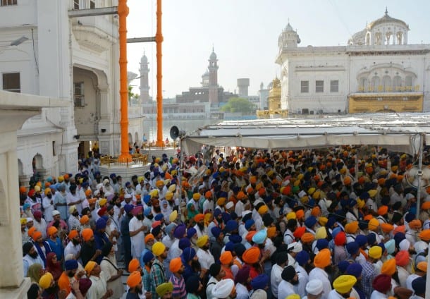 Activists of radical Sikh organisations offer prayers on the occasion of 'Ghallughara Diwas', the 30th Anniversary of Operation Bluestar at Sri Akal Takht Sahib in Golden Temple Complex of Amritsar on June 6, 2014. (Photo: IANS)