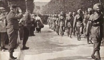 Sikhs march into Paris, France during World War 2