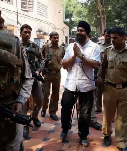 Bhai Jagtar Singh Hawara presented in court chaining and handcuffing him by Delhi Police