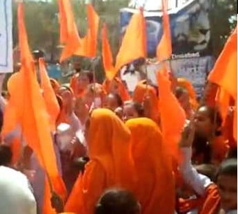 Sikhs protesting against India in Nankana Sahib