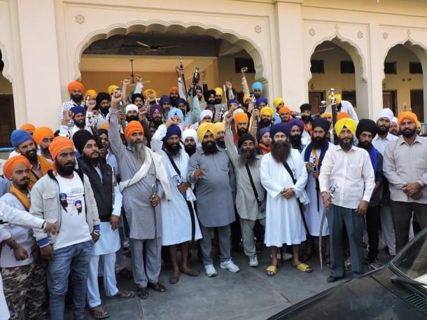Leaders of Sikh organizations gathered outside the Gurdwara Sri Darbar Sahib Tarn Taran 