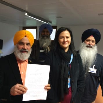 Prithpal Singh Switzerland with UN official submitting the copy of the memo. 