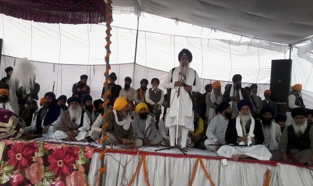 Akal Takht appointed Jathedar Giani Gurbachan SIngh addressing Sikh sangat during the function