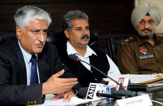 Punjab DGP Sumedh Saini and ADGP (Intelligence) Hardeep Dhillon during press conference in Chandigarh