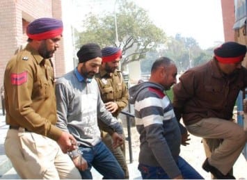 Bhai Jagtar Singh Tara while being prsented in Bathinda Court.