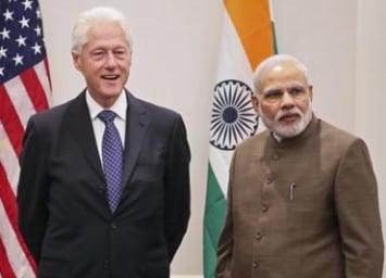 File Photo: Former US President Bill Clinton with Indian Prime Minister Narendra Modi