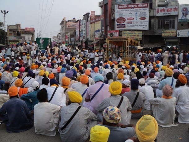 File Photo: Sikh activists before they were attacked by the police