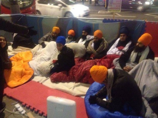 Second night of hunger strike by 5 Sikhs in support of Bhai Gurbaksh Singh Khalsa.