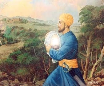 A depiction showing Bhai Jaita Ji holding ‘sees’ (head) of Guru Tegh Bahadar Ji