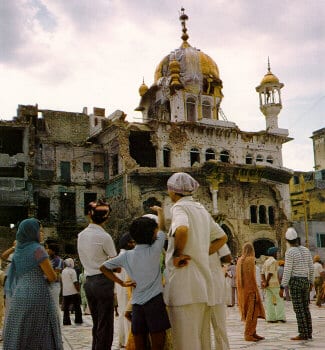 The Akal Takhat after Operation Blue Star.