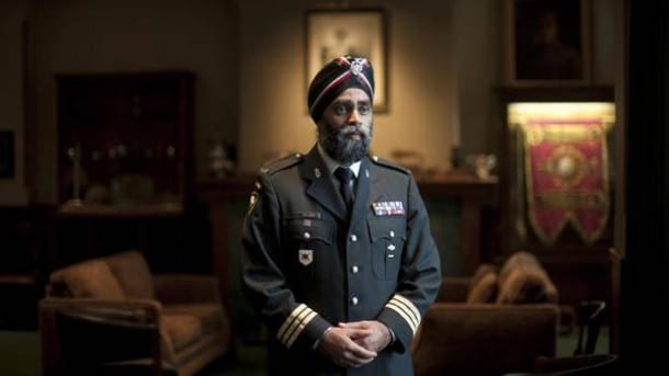 Lieutenant-Colonel Harjit Sajjan, the Commanding Officer of the British Columbia Regiment (Duke of Connaught’s Own), in the Officers’ Mess at the Beatty Street Drill Hall in Vancouver.