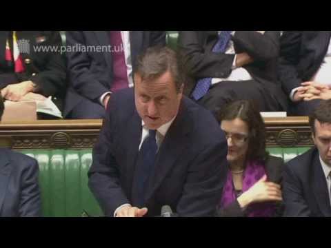 PM David Cameron answers Tom Watson MP question on 1984 at PMQs
