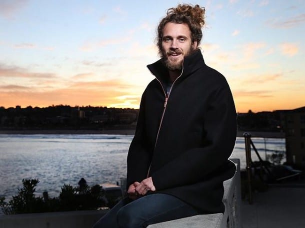 Tyler Atkins enjoys a sunset at Bondi before leaving for Los Angeles. Picture: Richard Dobson Source: News Corp Australia 